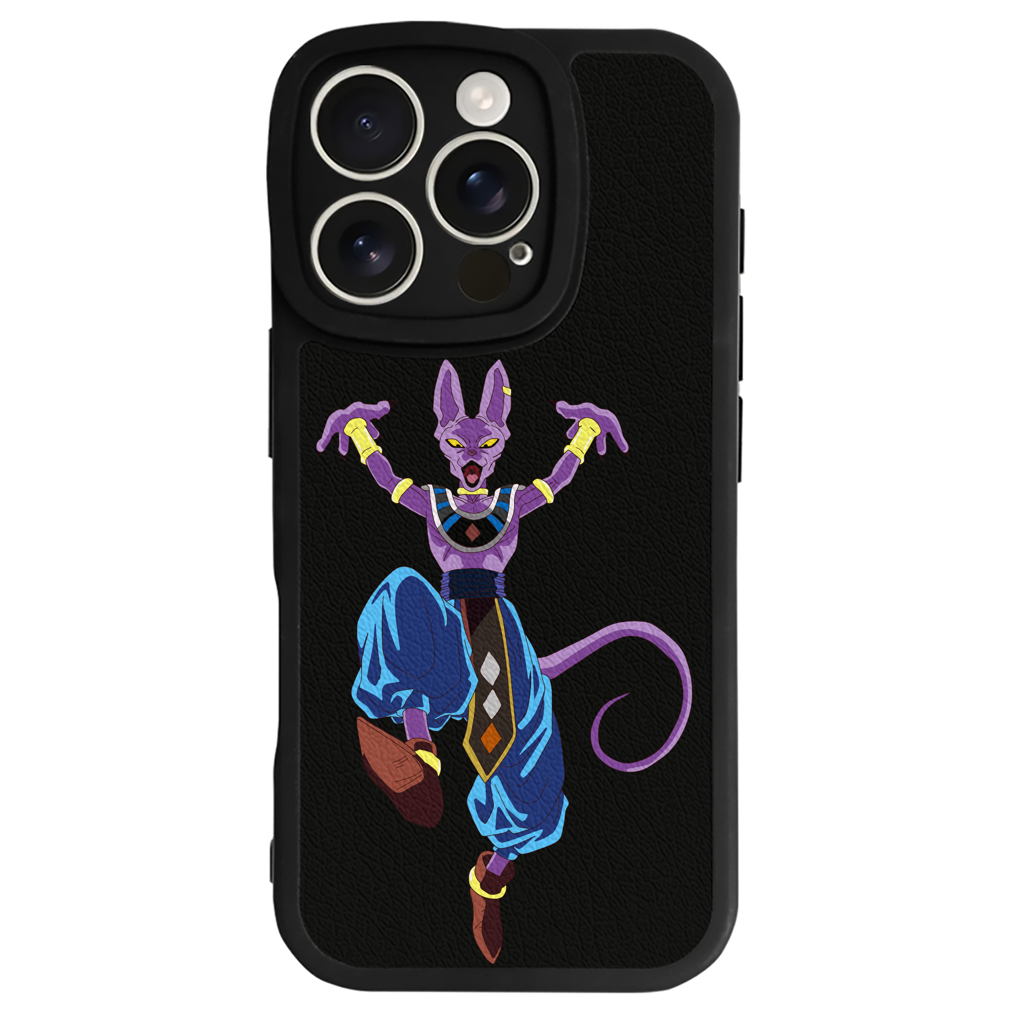 （画像用） ドラゴンボール ビルス 破壊神ビルス DRAGON BALL Beerus Birusu 【iPhone 16シリーズ対応】シリコンスマホケース（レザー調） 材質：シリコン